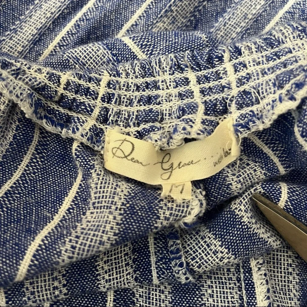 Blue Boho Striped Linen Jumpsuit - Picture 11 of 13